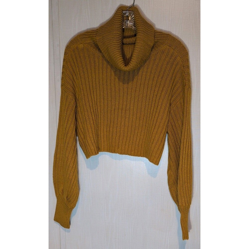 Streetwear Society Brown Solid Pullover Sweater Turtle Neck S